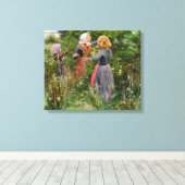 ブラックベリーを摘む3人の女の子(Brendekilde) キャンバスプリント (インサイチュ (ウッドフロア))