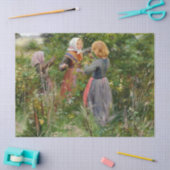 ブラックベリーを摘む3人の女の子(Brendekilde) 薄葉紙 (クラフト)