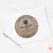 ブラックベリージャムゼリー瓶ラベルクラフト紙スタイル ラウンドシール (封筒)