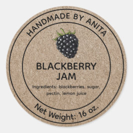 ブラックベリージャムゼリー瓶ラベルクラフト紙スタイル ラウンドシール