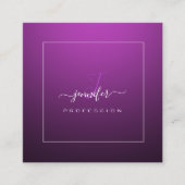 ブラックベリーピンクパープルモノグラム名ソーシャルメディア スクエア名刺 (正面)