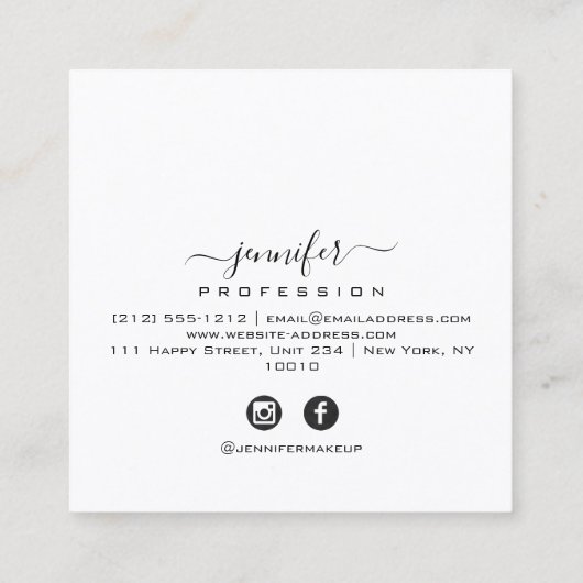 ブラックベリーピンクパープルモノグラム名ソーシャルメディア スクエア名刺 (裏面)