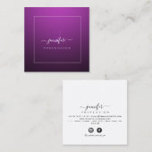 ブラックベリーピンクパープルモノグラム名ソーシャルメディア スクエア名刺 (正面/裏面)
