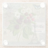 ブラックベリーフローラガーデンフラワーバタフライアート ガラスコースター (裏面)