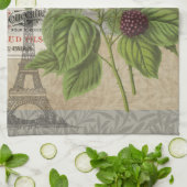 ブラックベリーフローラガーデンフラワーバタフライアート キッチンタオル (折り畳み)