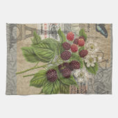 ブラックベリーフローラガーデンフラワーバタフライアート キッチンタオル (横)