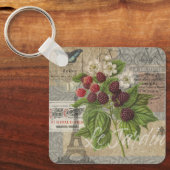 ブラックベリーフローラガーデンフラワーバタフライアート キーホルダー (正面)
