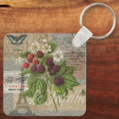 ブラックベリーフローラガーデンフラワーバタフライアート キーホルダー (裏面)