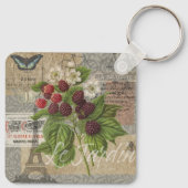 ブラックベリーフローラガーデンフラワーバタフライアート キーホルダー (裏面)