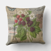 ブラックベリーフローラガーデンフラワーバタフライアート クッション (裏面)