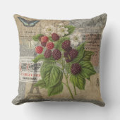 ブラックベリーフローラガーデンフラワーバタフライアート クッション (正面)