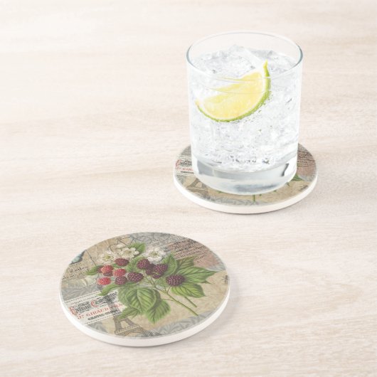 ブラックベリーフローラガーデンフラワーバタフライアート コースター (側面)