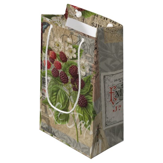 ブラックベリーフローラガーデンフラワーバタフライアート スモールペーパーバッグ (正面アングル)