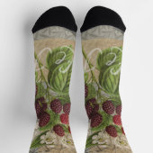 ブラックベリーフローラガーデンフラワーバタフライアート ソックス (上部)