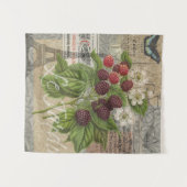 ブラックベリーフローラガーデンフラワーバタフライアート タペストリー (正面(横))