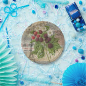 ブラックベリーフローラガーデンフラワーバタフライアート ペーパープレート (パーティー)