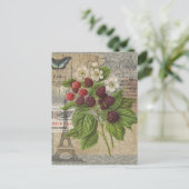 ブラックベリーフローラガーデンフラワーバタフライアート ポストカード (スタンド正面)