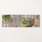 ブラックベリーフローラガーデンフラワーバタフライアート ヨガマット (正面(横))