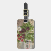 ブラックベリーフローラガーデンフラワーバタフライアート ラゲッジタグ (正面縦)