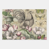 ブラックベリーフローラガーデンフラワーバタフライアート ラッピングペーパーシート (正面2)