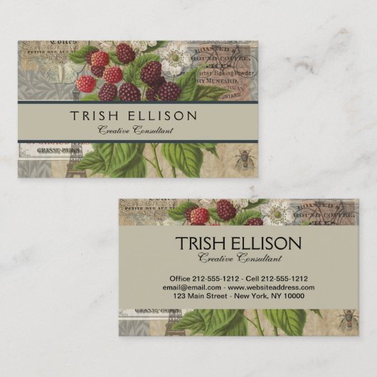 ブラックベリーフローラガーデンフラワーバタフライアート 名刺 (正面/裏面)