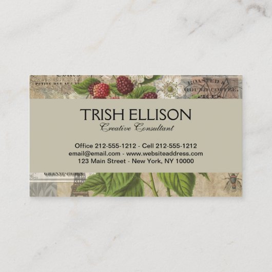 ブラックベリーフローラガーデンフラワーバタフライアート 名刺 (裏面)