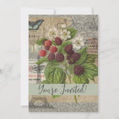 ブラックベリーフローラガーデンフラワーバタフライアート 招待状 (正面)