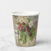 ブラックベリーフローラガーデンフラワーバタフライアート 紙コップ (裏面)