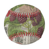 ブラックベリーフローラガーデンフラワーバタフライアート 野球ボール (裏面)