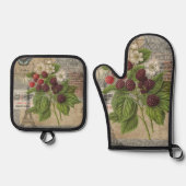 ブラックベリーフローラガーデンフラワーバタフライアート 鍋つかみ&鍋敷きセット (正面)