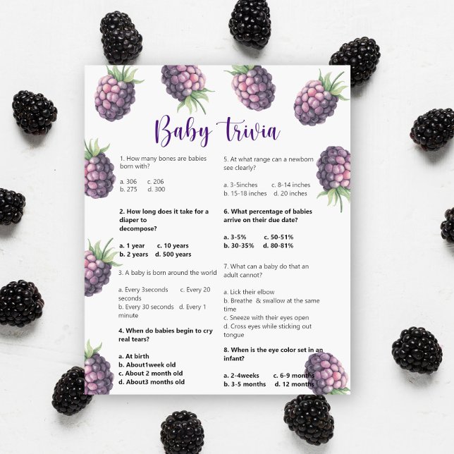 ブラックベリーベビートリビアベビーシャワーゲーム (クリエイターアップロード済み)
