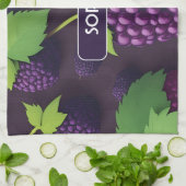 ブラックベリーレトロカラフルパタパーソナライズされたーン キッチンタオル (折り畳み)