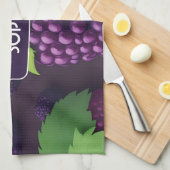 ブラックベリーレトロカラフルパタパーソナライズされたーン キッチンタオル (四つ折り)