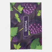 ブラックベリーレトロカラフルパタパーソナライズされたーン キッチンタオル (縦)