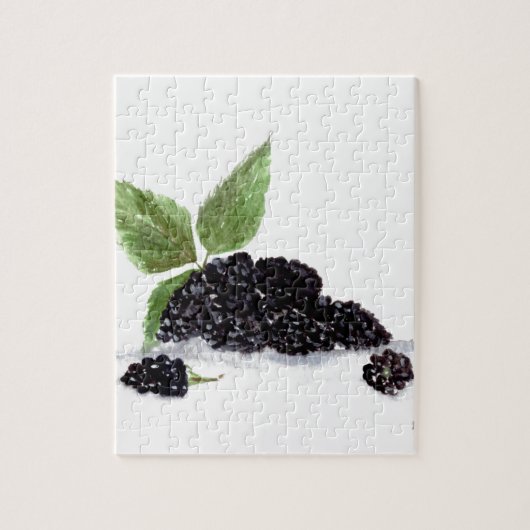 ブラックベリー果実の水色絵画の ジグソーパズル (縦)