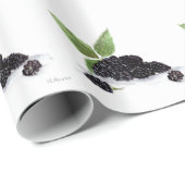 ブラックベリー果実の水色絵画の ラッピングペーパー (ロールコーナー)