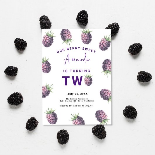 ブラックベリー2stバースデーパーティー |最初のベリー 招待状