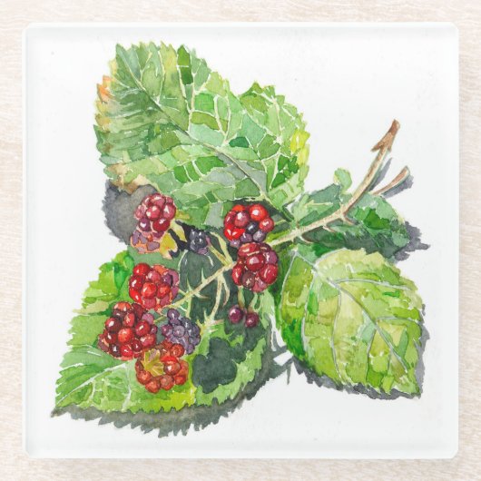 ブラックベリー ガラスコースター (正面)