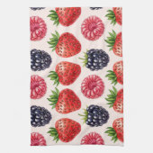 ブラックベリー、ラズベリー、ストロベリーバイナターシャ キッチンタオル (縦)