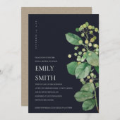 ブラックベリ葉ーズ葉ブライダルシャワー招待状 サンキューカード (正面/裏面)