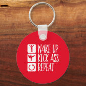 ブラックベルおもしろいト武術アーツウェイクアップキックリピート キーホルダー (正面)