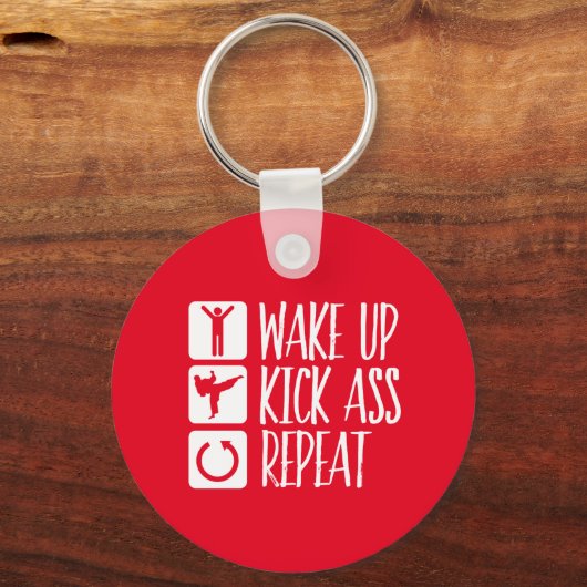 ブラックベルおもしろいト武術アーツウェイクアップキックリピート キーホルダー (正面)