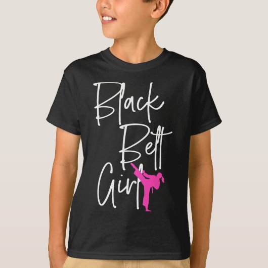 ブラックベルトガール空手柔術実武元道武術 Tシャツ (正面)