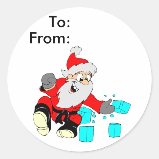 ブラックベルトサンタギフトラベルfor武術アーツ ラウンドシール (正面)