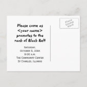 ブラックベルトプロモーション試験招待状 インビテーションポストカード (裏面)