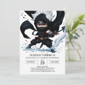 ブラックベルト忍者トレーニングキッズ誕生日 招待状 (スタンド正面)