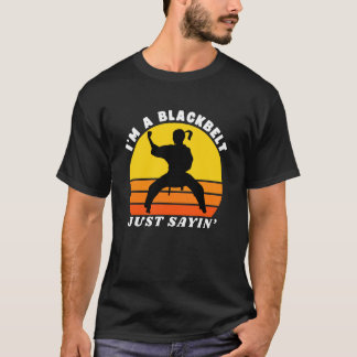 ブラックベルト持ちですからね ウィメンズ マーシャルアーツTシャツ 冗談 Tシャツ