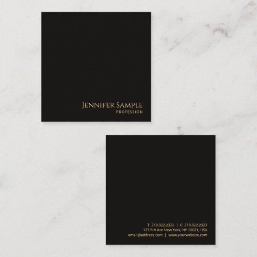 ブラックベルベカスタムットモダングエレガントラシッ最高のグ スクエア名刺 (正面/裏面)