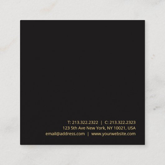 ブラックベルベカスタムットモダングエレガントラシッ最高のグ スクエア名刺 (裏面)