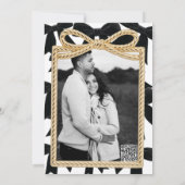 ブラックベルベットの上品なリボン　おしゃれなゴージャスな写真　ホリデーパーティー 招待状 (裏面)